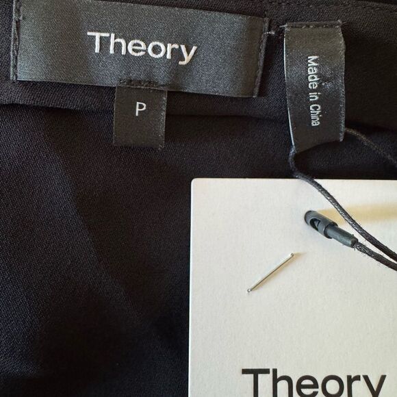 THEORY Classic Georgette Silk Off the Shoulder Black Jumpsuit Size P (00-0) - Picture 6 of 8